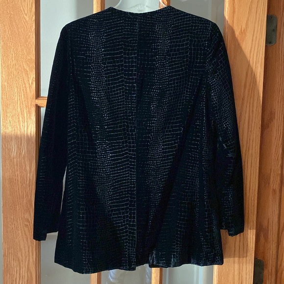 Addenda Women’s sz S Black Crocodile Reptile Pattern Black Velvet Dress Jacket - Picture 2 of 11
